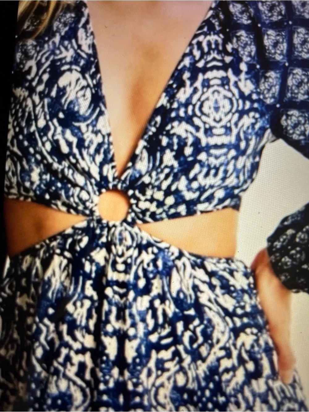 Abercrombie & Fitch Navy and White cutout ring Maxi dress… Sz L